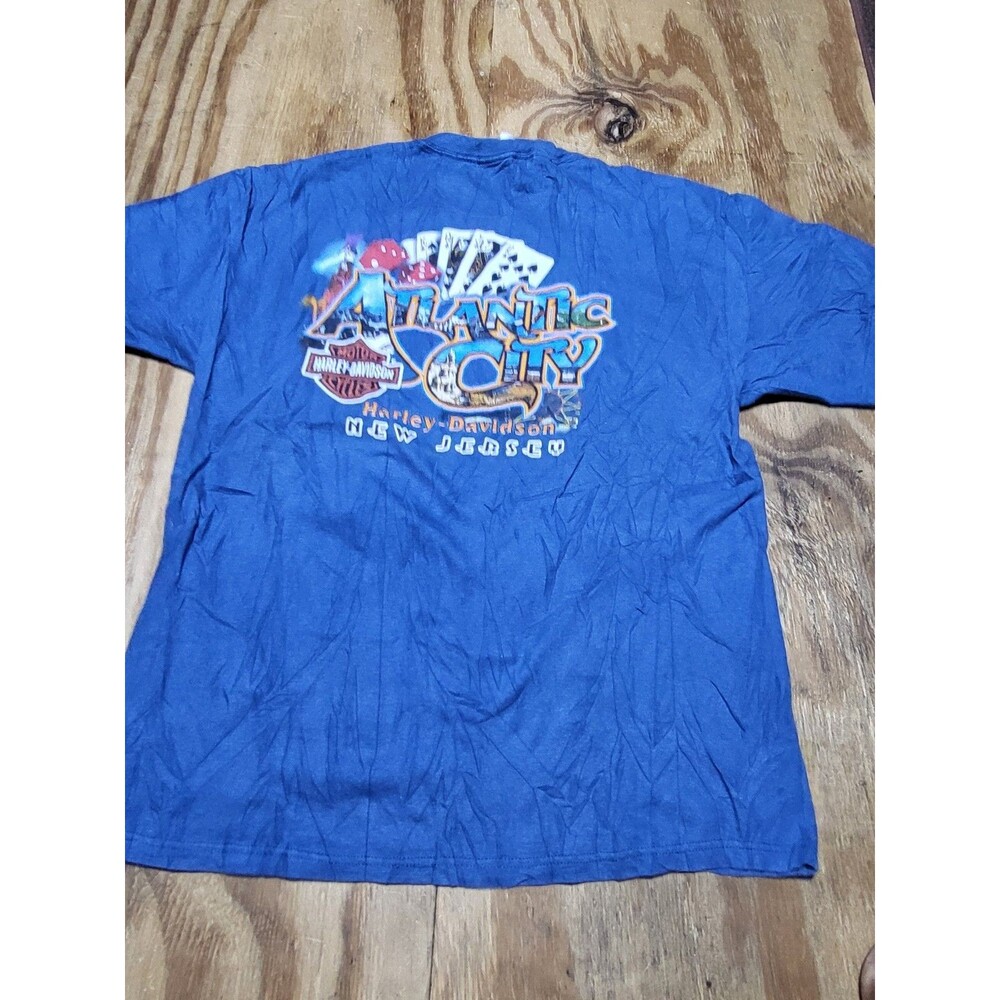 Harley Davidson "Screw It Let's Ride" Men XL Atlantic City NJ T Shirt Blue @L7